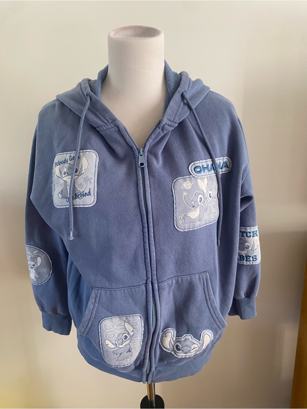 Disney Blue Stitch Patch Zip-Up Hoodie